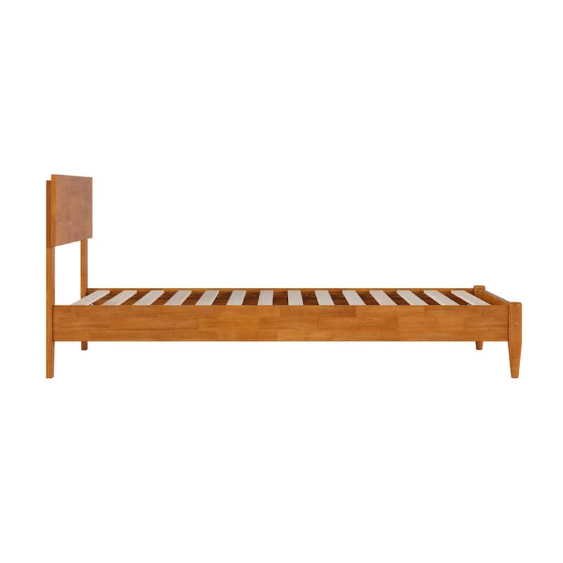 Solid Wood Low Profile Twin Bed - Modern Platform Bed Frame, Light Toffee Finish, Sturdy & Stylish