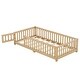 preview thumbnail 9 of 12, Natural Twin Size Pine Floor Bed with Guardrails & Door