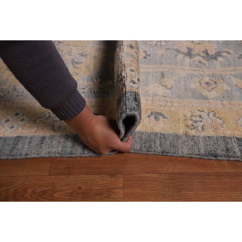 Vegetable Dye Floral Oushak Turkish Large Rug Handmade Wool Carpet - 11'11"x 14'7"