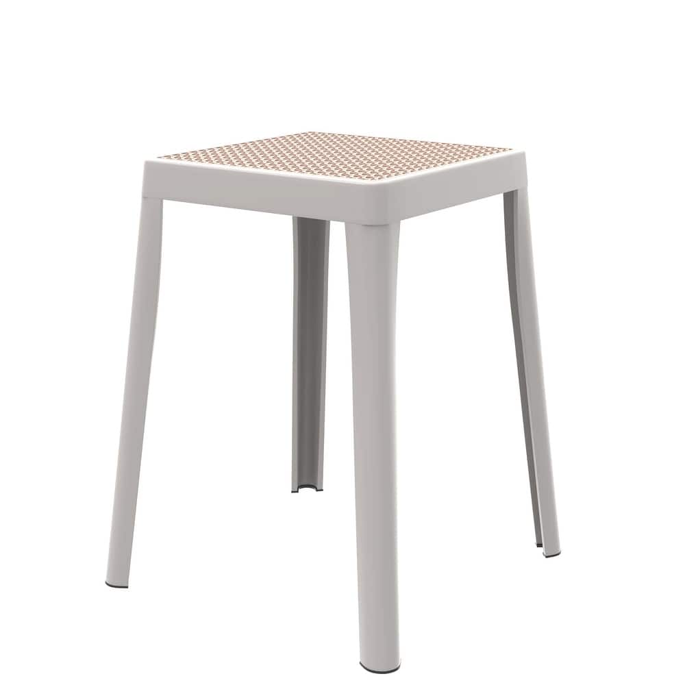 Tresse Modern Stackable Dining Stool with Wicker Seat for Dining Room, Garden, Patio, Indoor or Outdoor - No Assembly Required