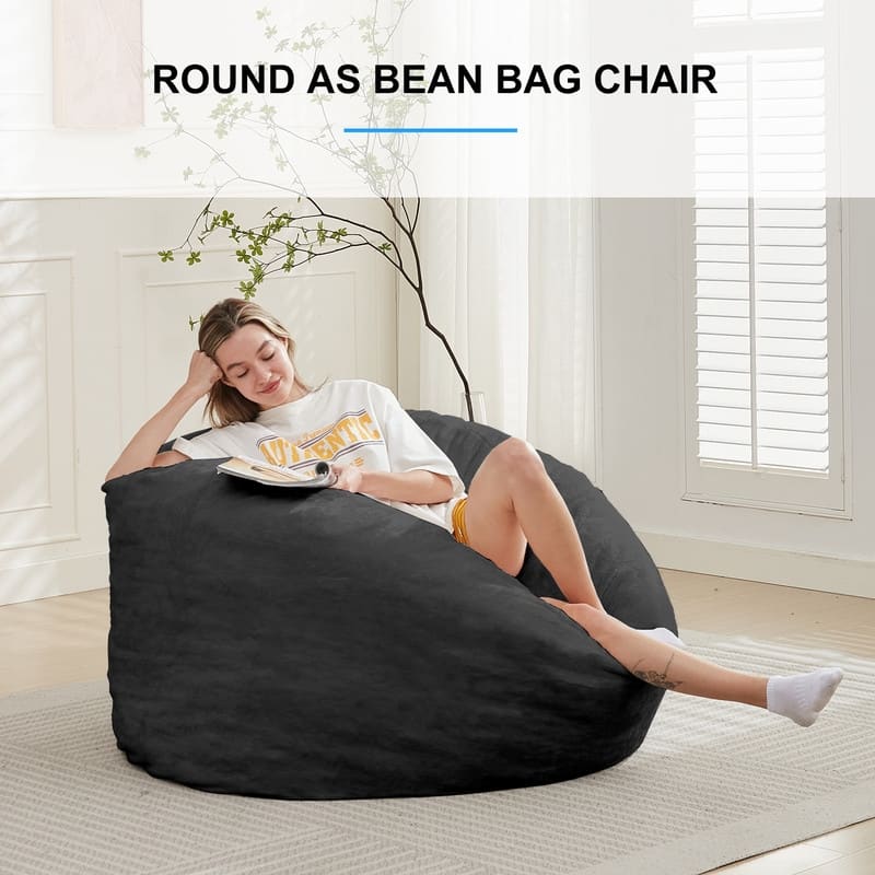 Mixoy Faux Plush Lazy Bean Bag Chairs,Oversized Fluffy Accent Chair,Fuzzy Sofa
