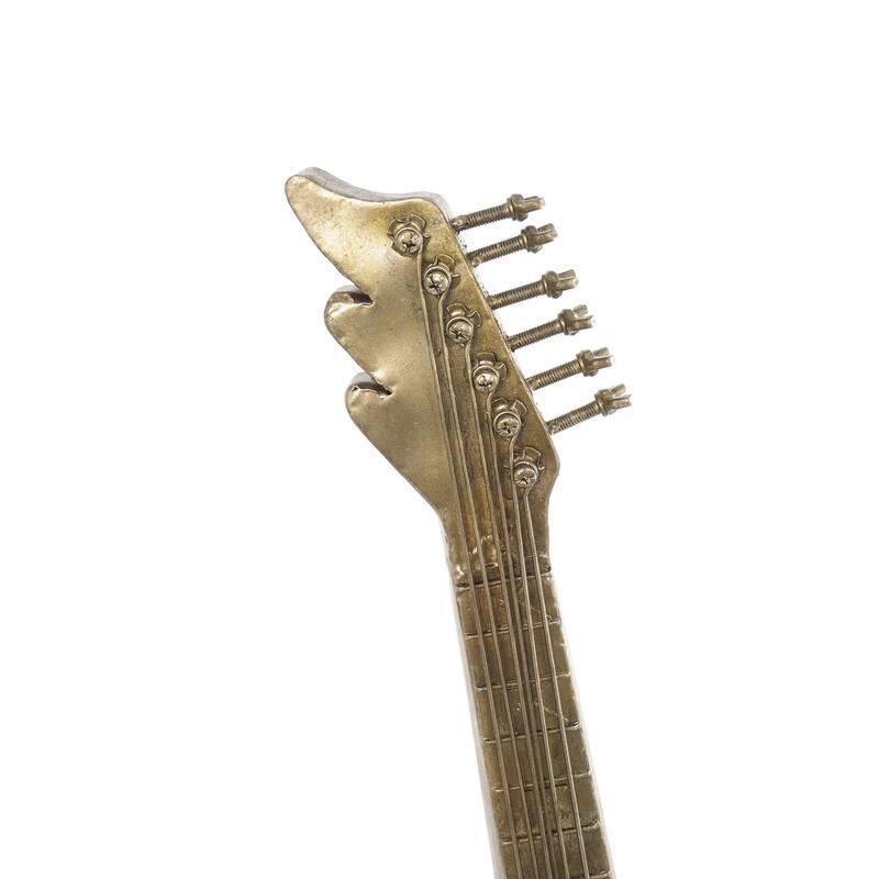 Metal Guitar Standing Sculpture with Round Base - Copper - Roche River Decor