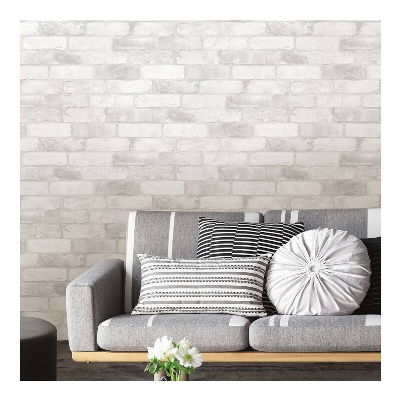 NuWallpaper Loft White Brick Peel & Stick Wallpaper - 216in x 20.5in x 0.025in