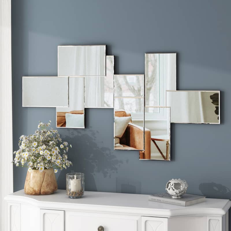 Irregular Wall Mirror Modern Silver Accent Mirror - 47.2"×25.9"