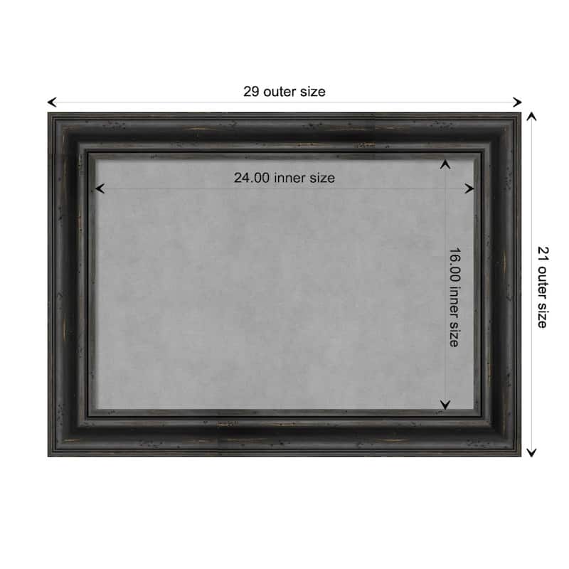 Amanti Art Rustic Pine Black Framed Magnetic Board - Board Size 24x16