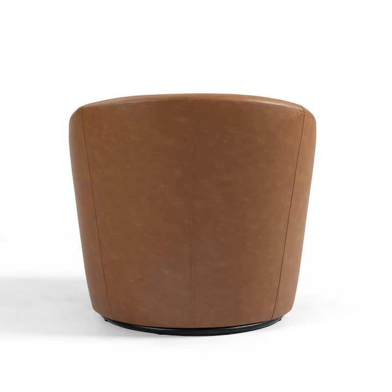 Faux Leather Velvet Upholstered Swivel Barrel Chair