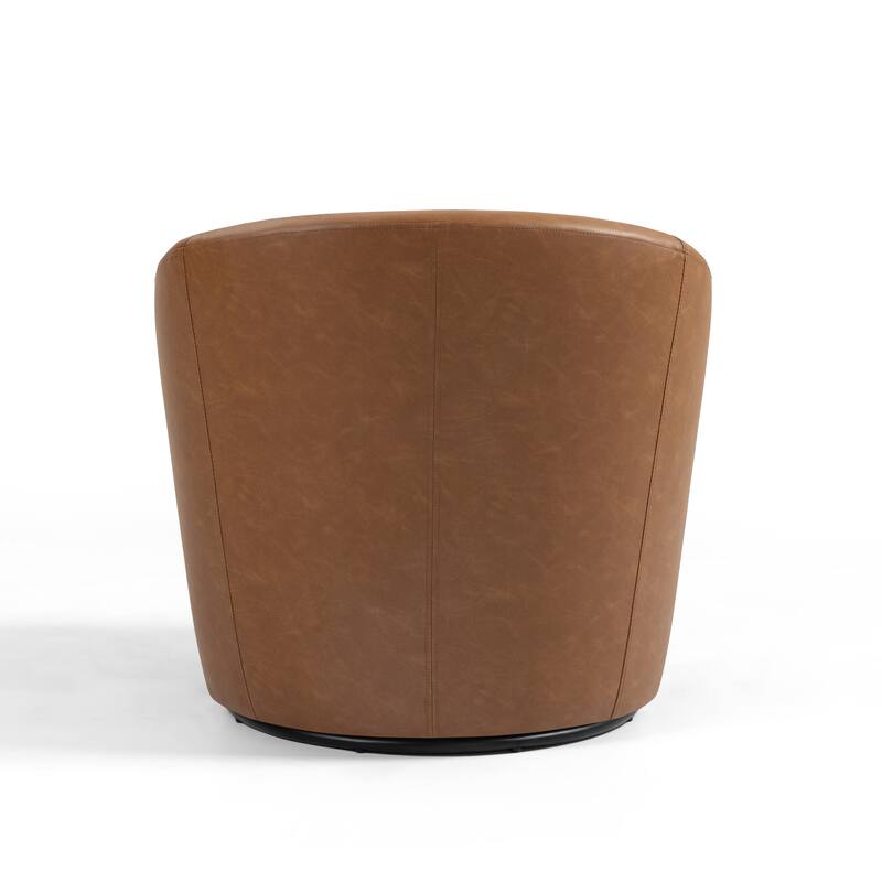 2 Set Vegan Leather Armchair Barrel Swivel Accent Chairs