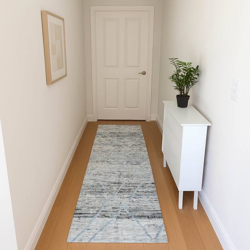 Premium Washable Super Soft Modern Global Mayfield Rug - Blue - 2'3" x 7'6"