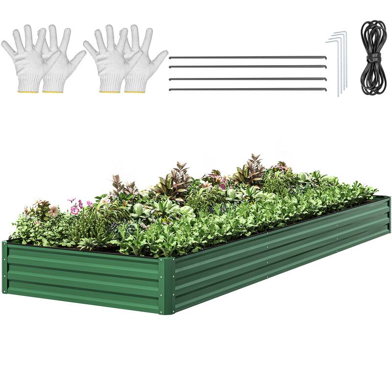 Moasis Outdoor Metal Raised Garden Bed with Gloves