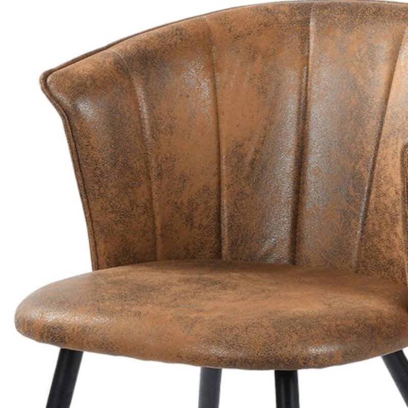 HomeRoots Set of Two Brown Black and Gold Upholstered Suede Dining Side Chairs - 21.20 in. x 29.30 in. x 20.00 in.