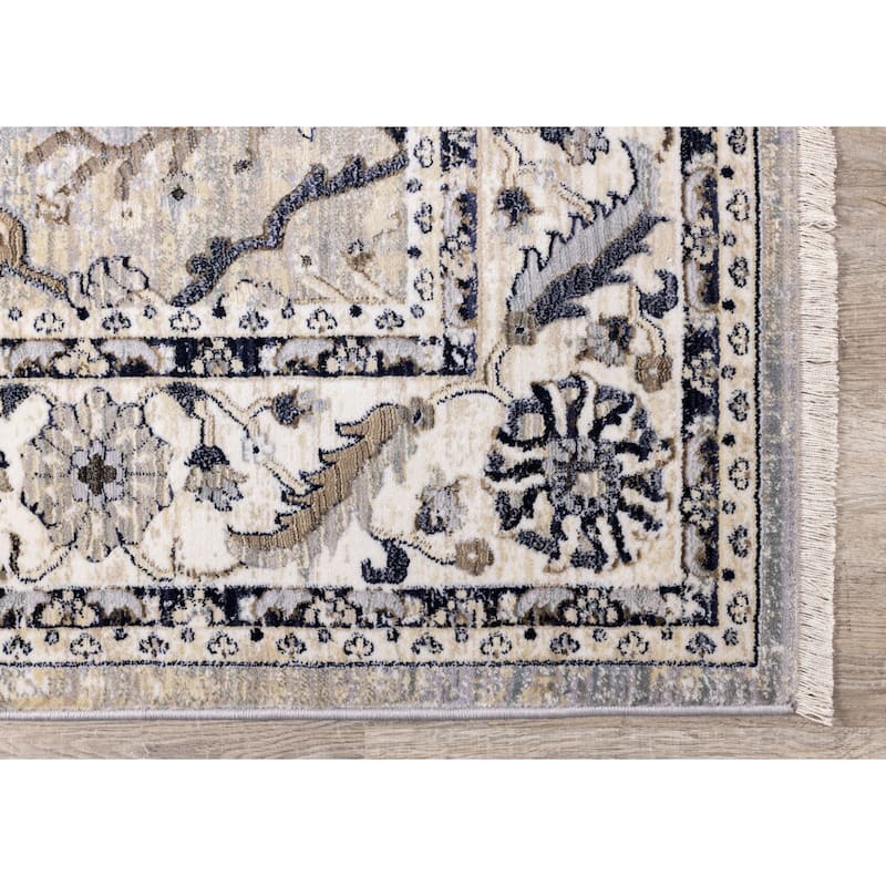 Santiago Classic Floral Cream Blue Area Rug
