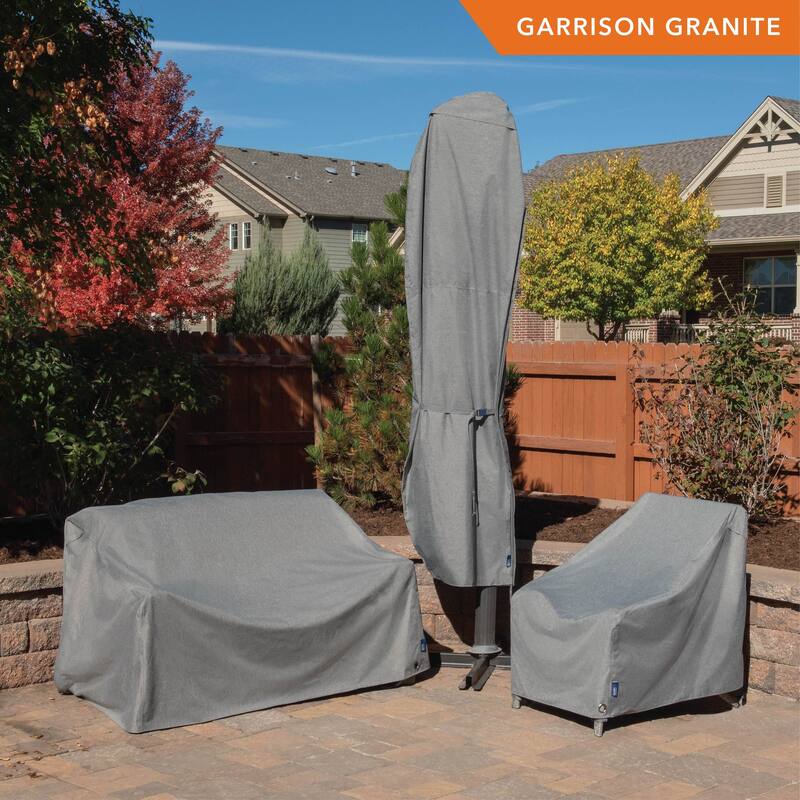Modern Leisure Garrison Waterproof Offset Umbrella Cover, Granite - 33" x 1" x 96.5"