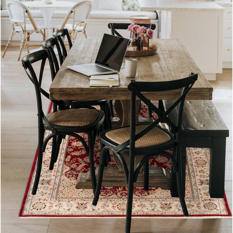 ECARPETGALLERY Hand-knotted Nain Red Silk, Wool Rug - 5'10 x 8'11