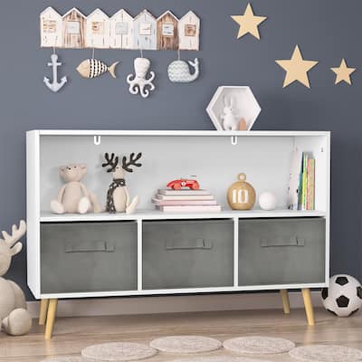 Kids Bookshelf and Storage Bookcase,Open Bookshelf and Toy Organizer Cabinet