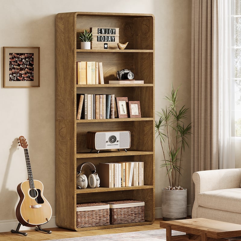 71" Wooden Bookcase/Bookshelf, 6-Tier Display Shelf, Storage Cabinet for Living Room, Home Office, Library, Bedroom - Brown