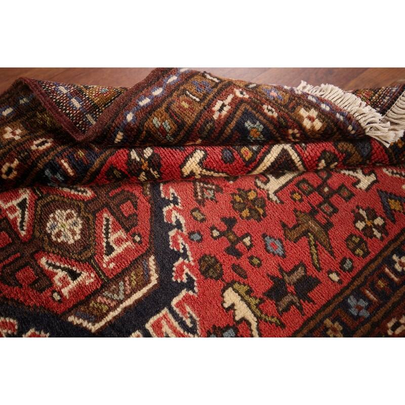 Geometric Gharajeh Persian Runner Rug Handmade Tribal Red Wool Carpet - 2'5"x 9'5"