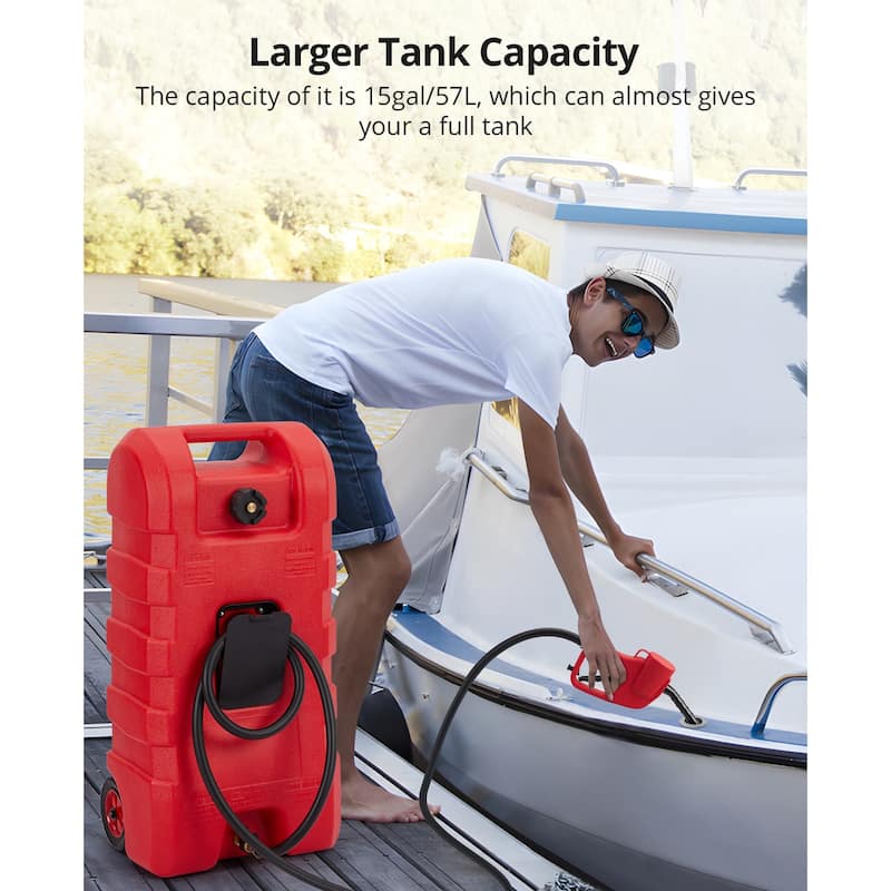 15 Gallon Wheeled Fuel Caddy Container with Manual Pump - 15 Gallons