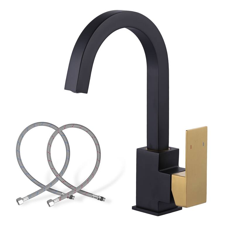 WOWOW Single-Handle Bar Faucet with Swivel Spout - Gold and Black