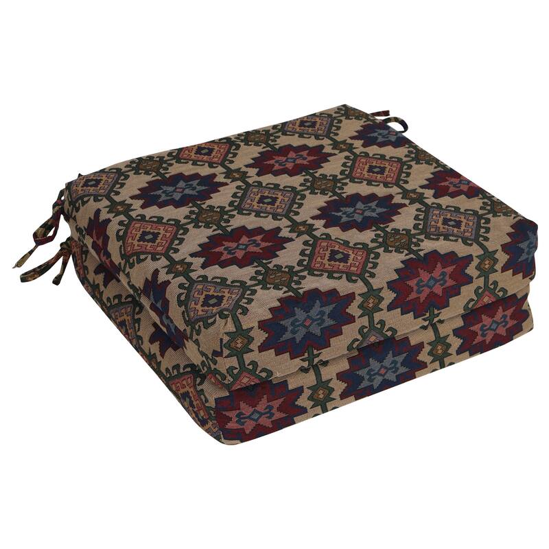20-inch by 19-inch Tapestry Chair Cushion (Multiple Patterns, Set of 1,2, or 4) - 20 x 19 - Palomino - Set of 2