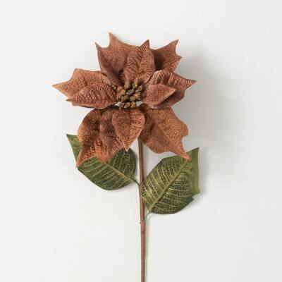 29" Artificial Brown Poinsettia Spray