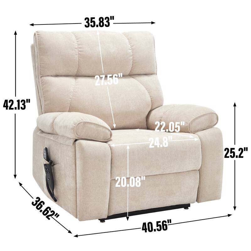 Heavy Duty Dual Motor Infinite Position Power Lift Heat Massage Recliner with Hidden Cup Holders and Power Remote