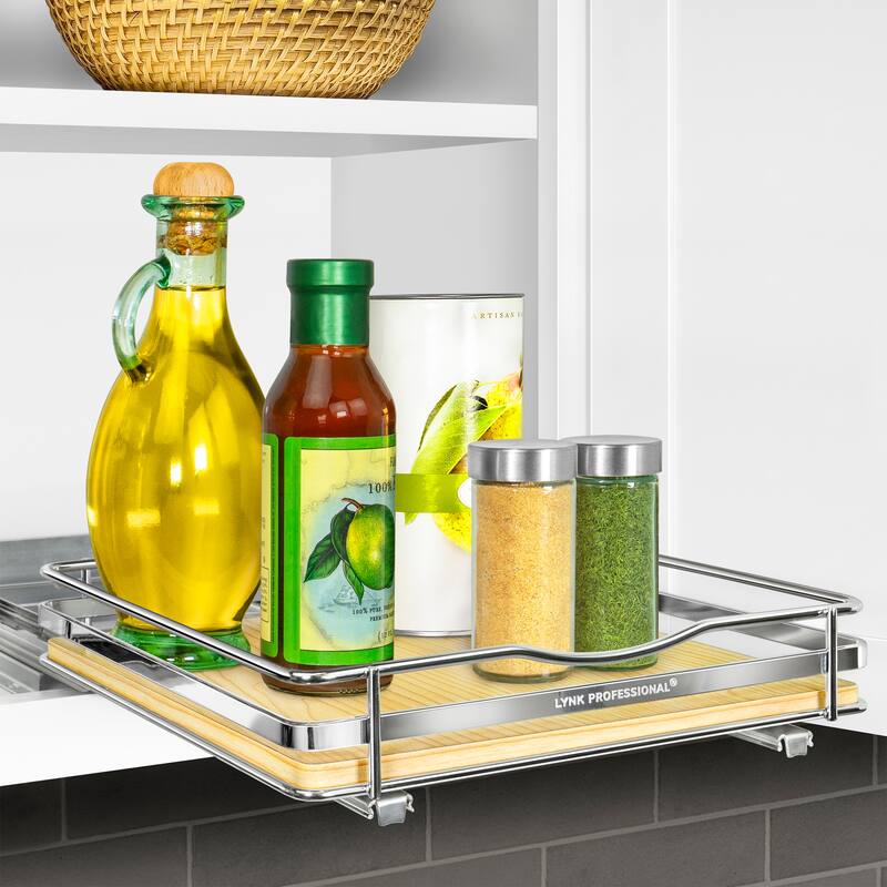 LYNK PROFESSIONAL® Élite™ Pull Out Spice Rack Organizer for Cabinet - 10-1/4 inch Wide - Lifetime Ltd Warranty, Wood