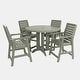 preview thumbnail 31 of 49, Weatherly 5-piece Outdoor Dining Set - 48" Round Table, Counter-height Eucalyptus