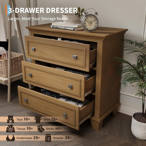 rochester parquet 3 drawer dresser brown Amazon.com: T4TREAM Fluted 3 Drawer Dresser, 32" Tall Modern Chest of Drawers with Faux Marble Top, Curved Profile Design, Wood Drawer Organizer for Bedroom, Living Room, Hallway, Entryway, Natural Oak : Home