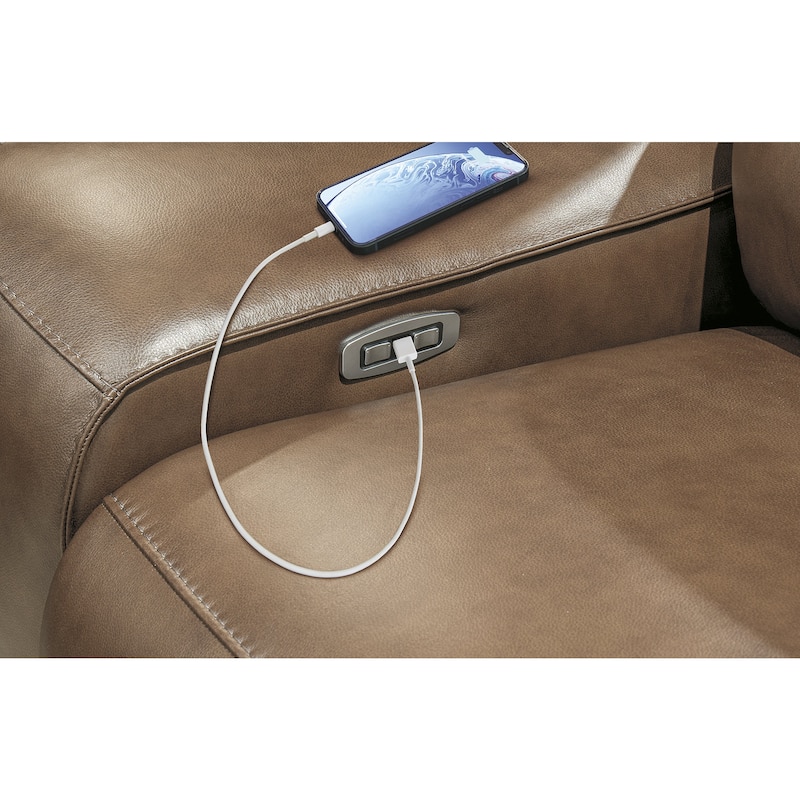 Signature Design by Ashley Spear Hill Brown Power Reclining Loveseat with Console - 81" W x 43" D x 42" H