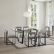 preview thumbnail 1 of 98, Kai Anastasia 7 Piece Rectangular Glass Dining Table Set with Metal Frame and Upholstered Chairs Light Gray Faux Leather/Black