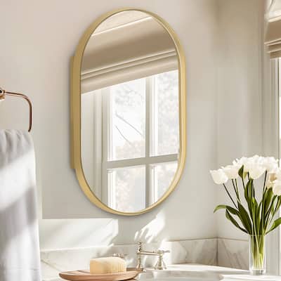 34"H x 21"W Recessed Framed Medicine Cabinet with Mirror