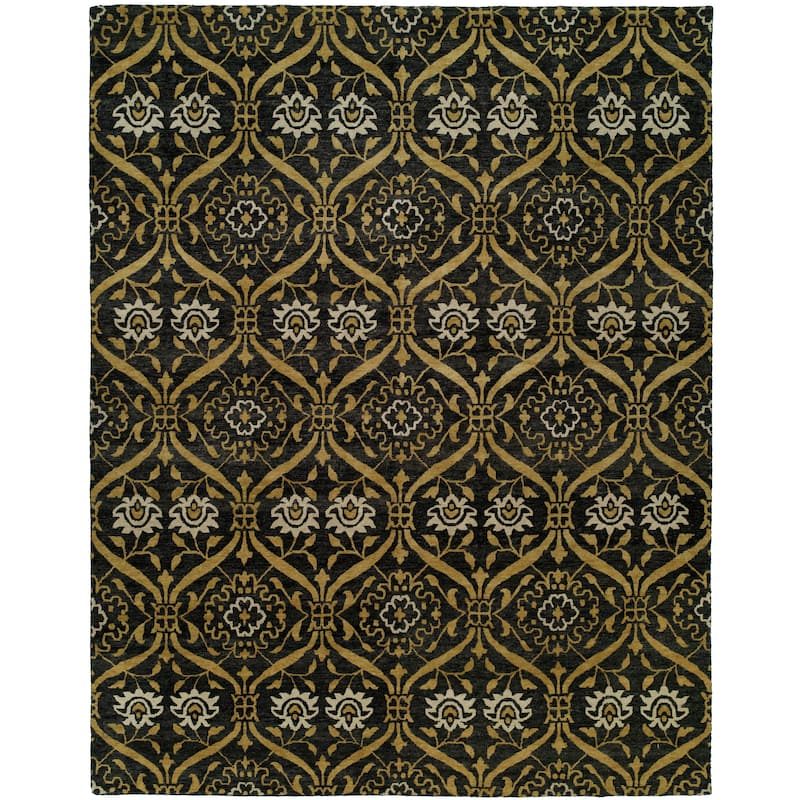Transitional Multi-Colored Hand-Knotted Wool Area Rug - 6' Square - Multi-Colored