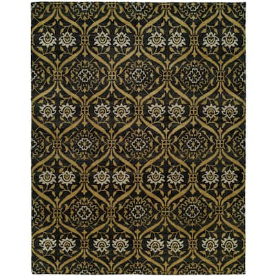 Transitional Multi-Colored Hand-Knotted Wool Area Rug