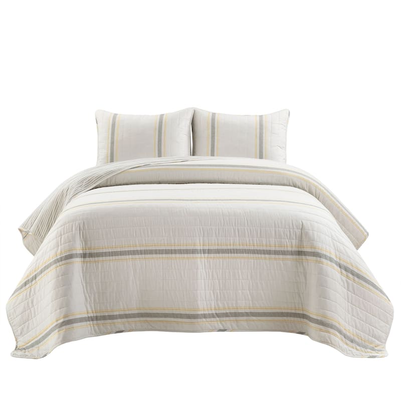 Lush Decor Farmhouse Stripe 3 Piece Quilt Set