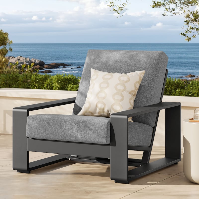 Lirienne Outdoor Patio Aluminum Armchair - Light Gray Gray