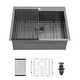 preview thumbnail 12 of 18, Black Stainless Steel Single Bowl Drop-in Kitchen Sink with Rinse Grid