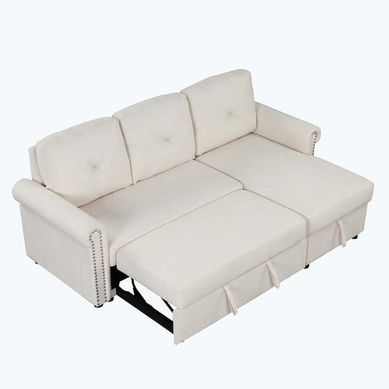Classic and Cozy L-shape Pull-out Sleeper Sectional Sofa