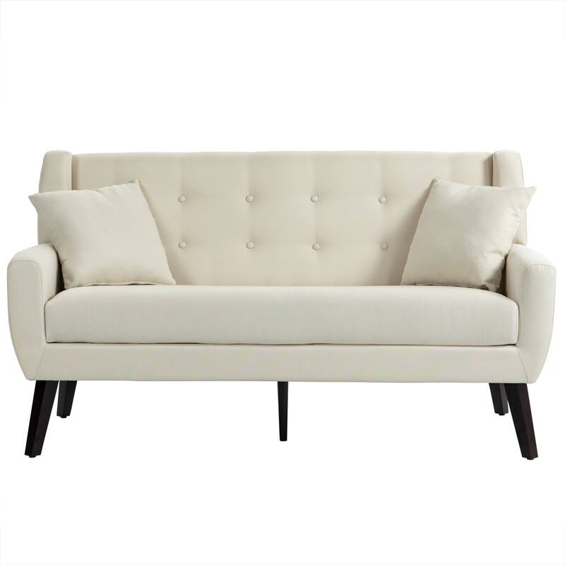Modern Upholstered Faux Leather Tufted Armchair Linen Accent Chairs