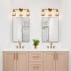 preview thumbnail 9 of 10, Modern Glam Crystal 3-Light Gold Bathroom Vanity Lights Dimmable Plating Brass Wall Sconce
