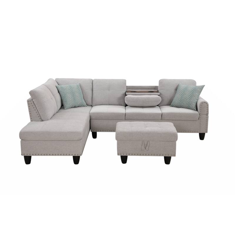 Alger 98" Wide Left Hand Facing Sofa & Chaise with Ottoman