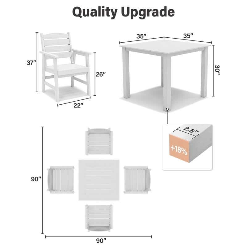 WINSOON HIPS All Weather Outdoor Patio Dining Table with Aluminum Frame 35*35*30