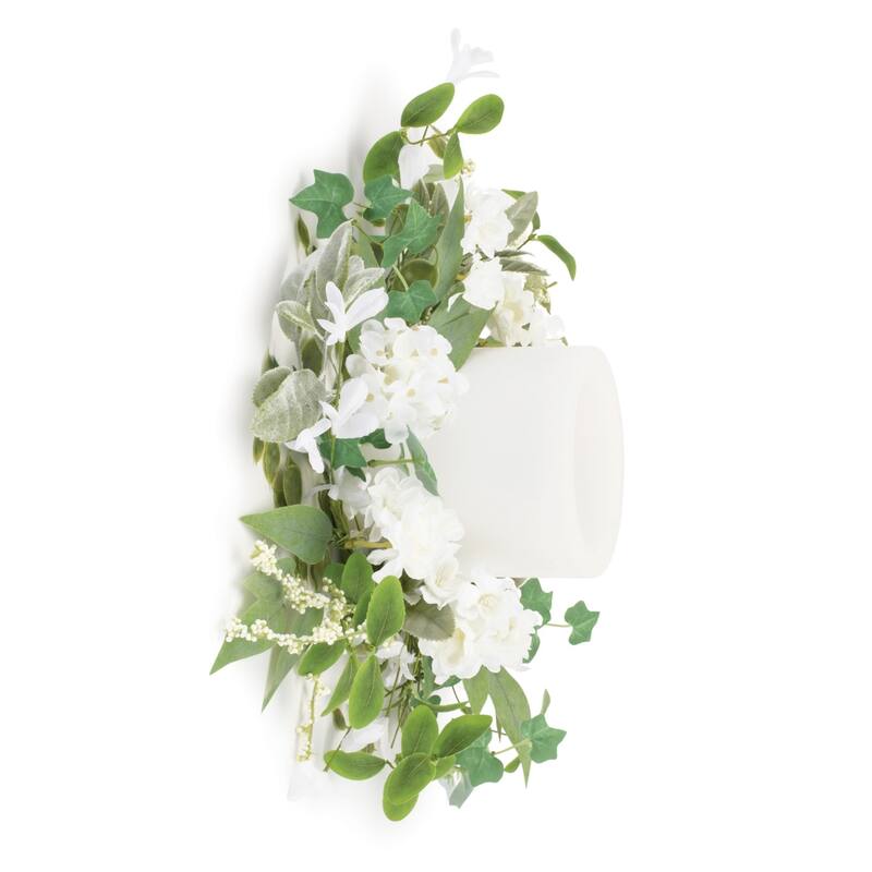 Mixed Floral and Foliage Artificial Candle Ring - 17.75"