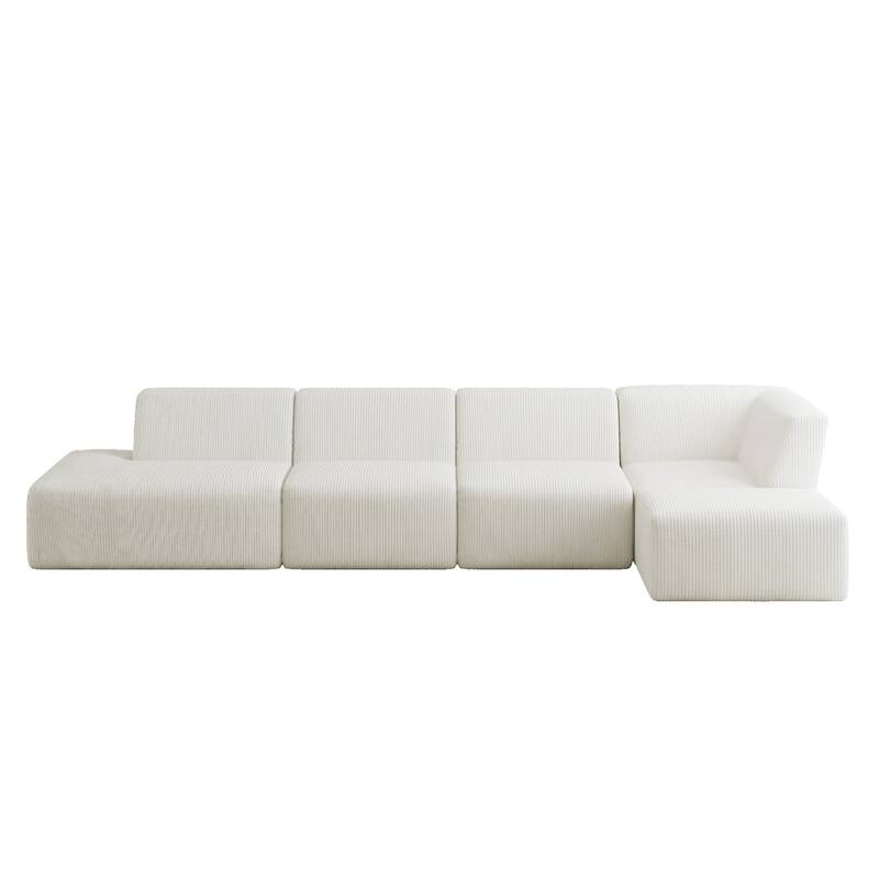 Corduroy Fully Sponge Molded Modular Sectional Sofa with Ottoman