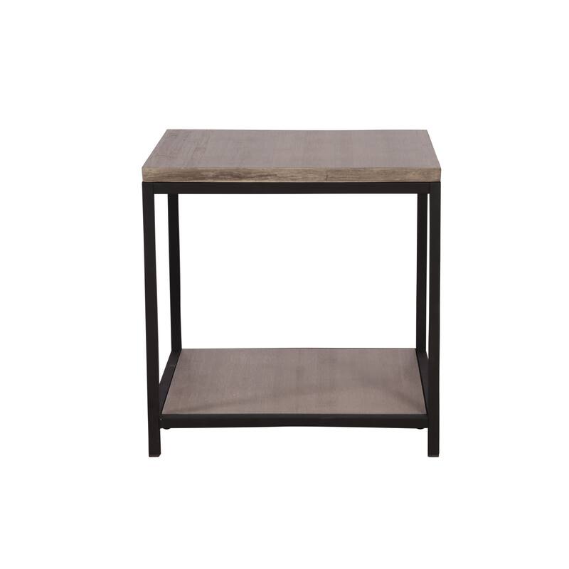 Eccostyle 2-Tier Solid Bamboo Steel Frame End Table - Brushed Brown - 20x20x20
