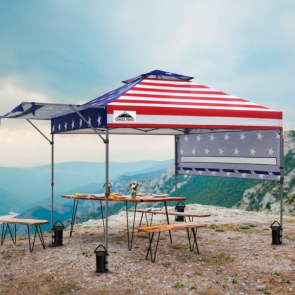 EAGLE PEAK 17x10 Pop up Canopy with Adjustable Dual Half Awnings ...