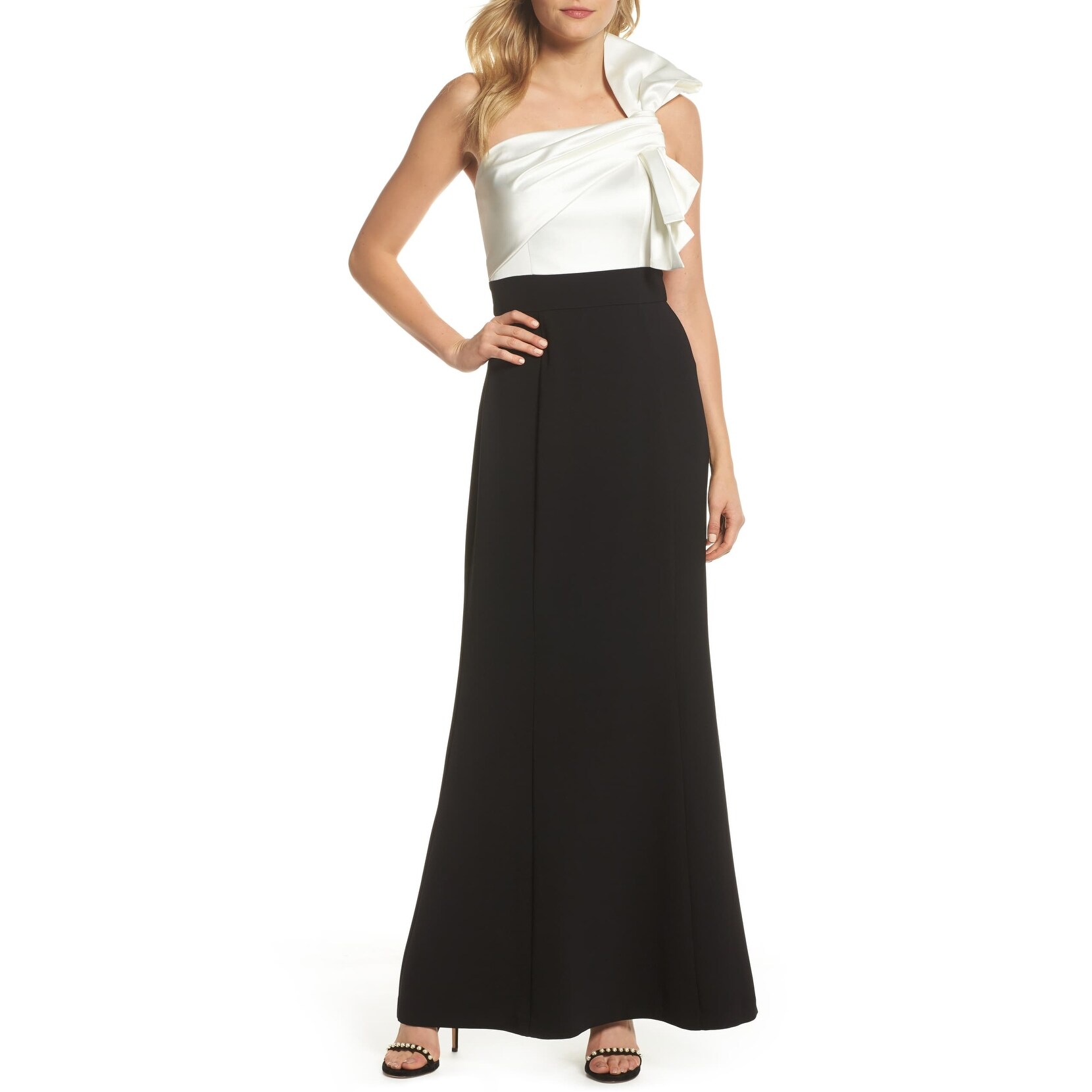 vince camuto one shoulder gown