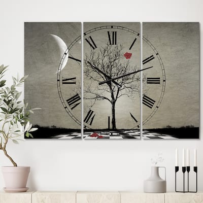 Designart 'Inevitable' Large Cottage Wall Clock - 3 Panels - 36 in. wide x 28 in. high - 3 Panels
