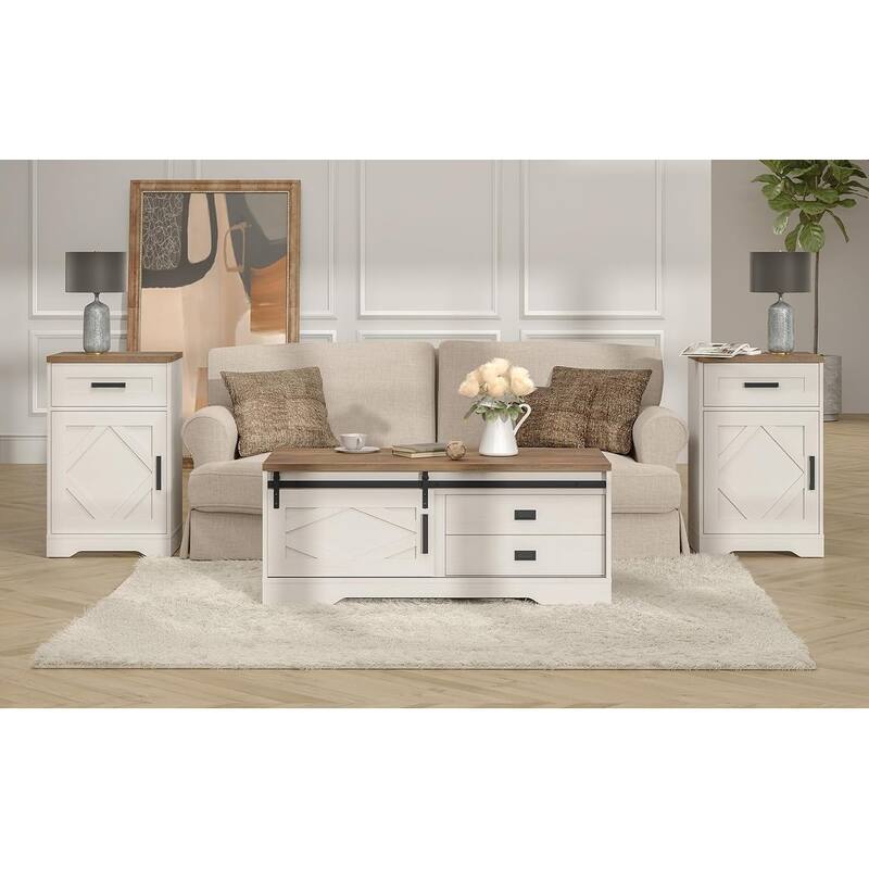 WAMPAT Nightstand with 1 Drawer&1 Door for Bedroom, Living Room