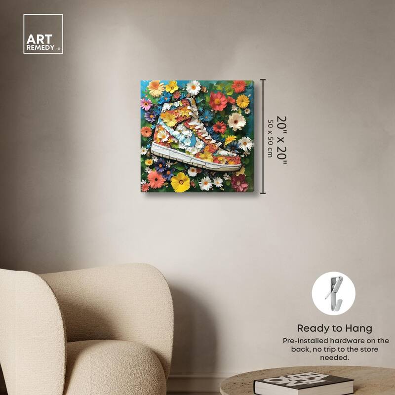 Painted in Floral Sneaker Canvas by Art Remedy, Gallery Wrapped