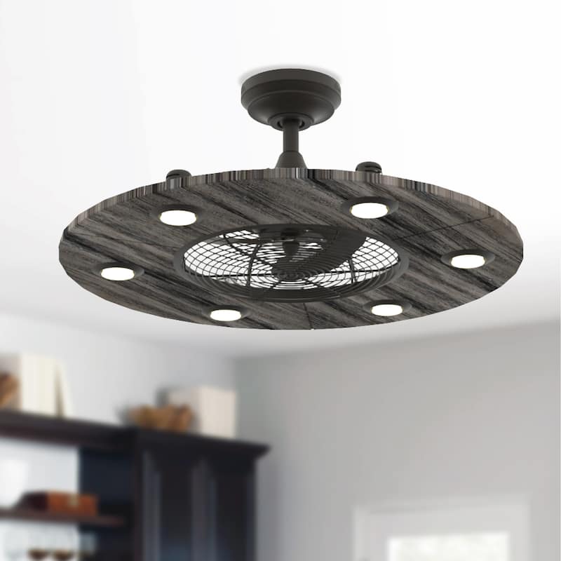 Fanimation Studio Collection Dex 12 inch Matte Griege Fandelier Ceiling Fan With LED Lights and Remote